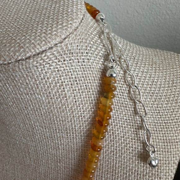 Amber and Sterling silver beaded necklace with matching pendant by Jay King - Picture 9 of 12